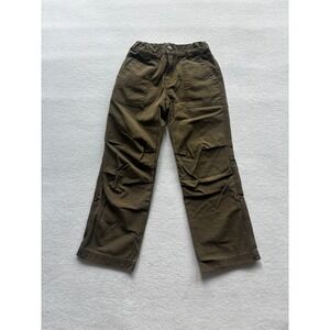 Tea Collection Utility Canvas Pants Kids Boy Size 7 Brown Olive Adjustable Waist
